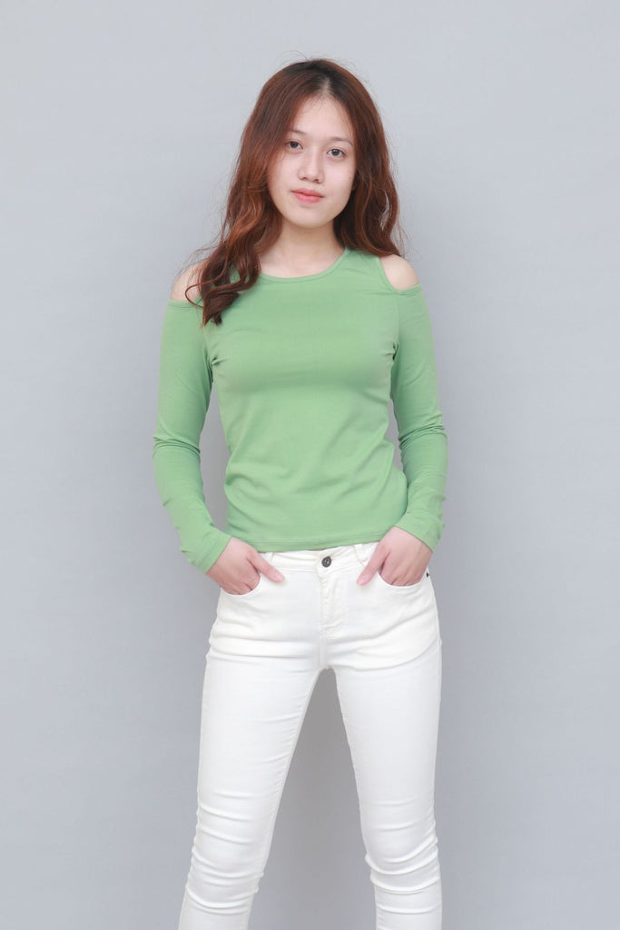 Z_43 | T-Shirt With Extra Long Sleeves and cold shoulders