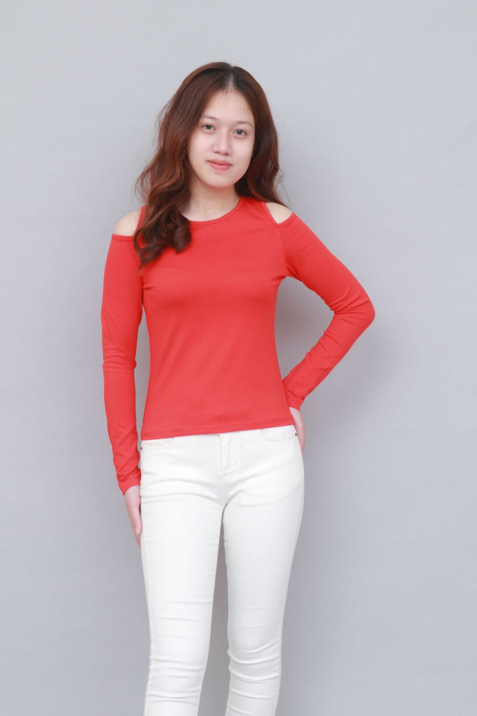 Z_43 | T-Shirt With Extra Long Sleeves and cold shoulders